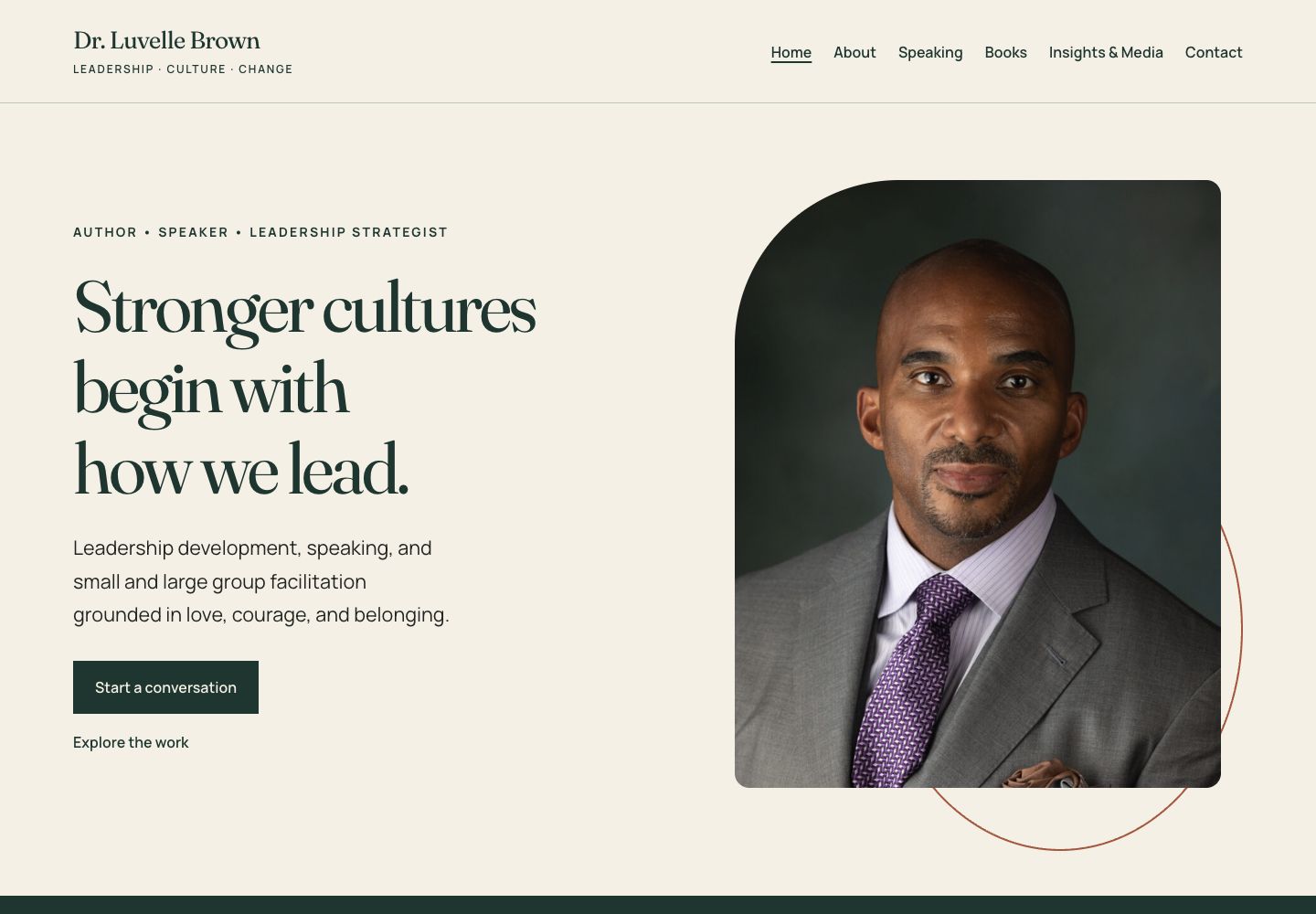 Dr. Luvelle Brown production website on desktop